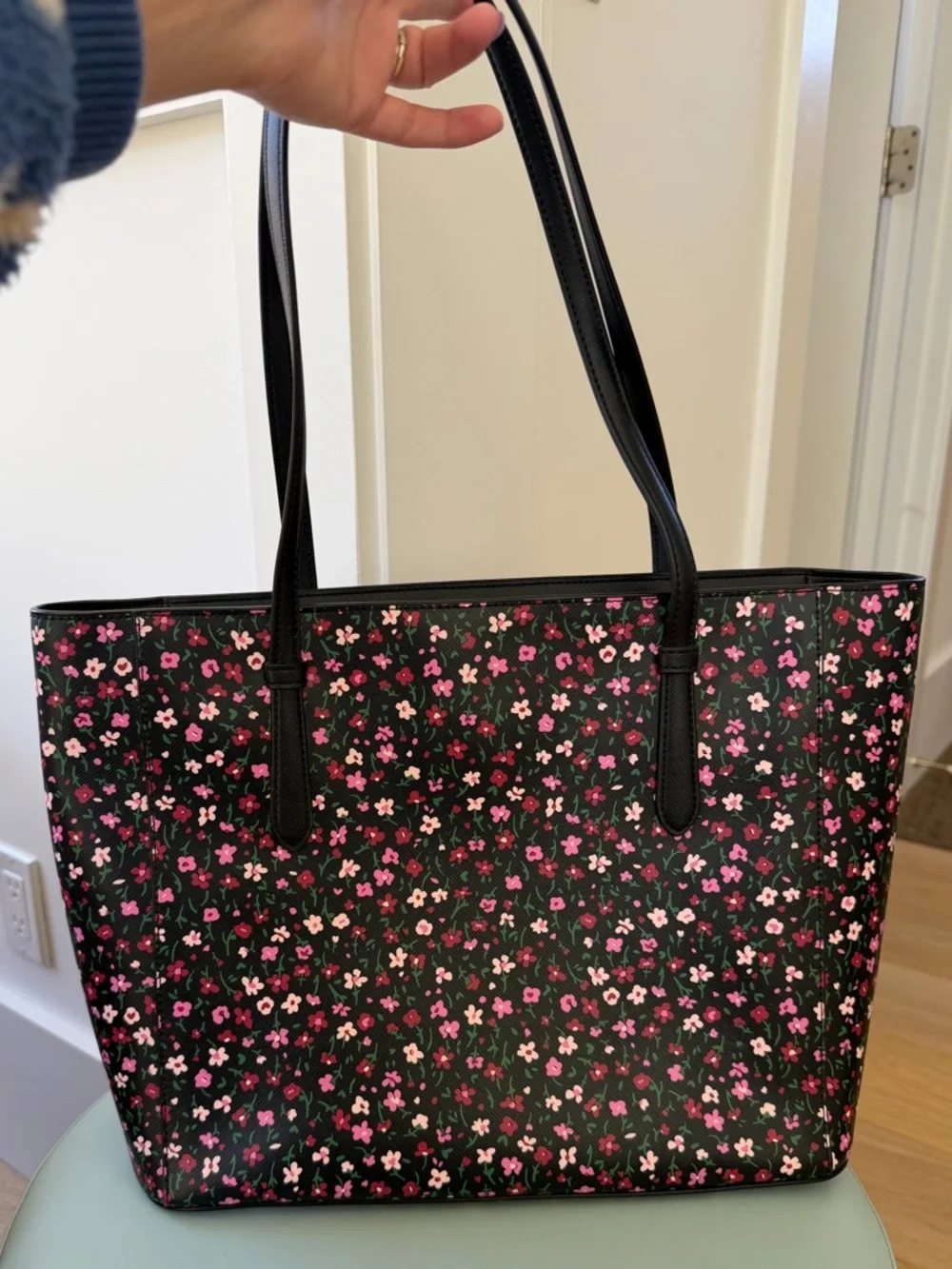 kate spade Black Floral Tote with Pink Accents - Picture 3 of 8